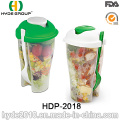 Plastic Salad to-Go Cup with Fork and Dressing Cup (HDP-2018)